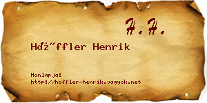 Höffler Henrik névjegykártya